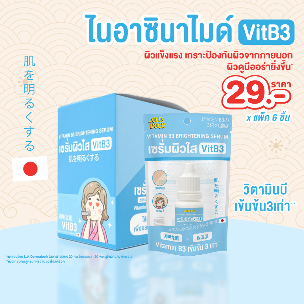 เซรั่มOLDROCK 6 ชิ้น (VITB3ไนอาซินาไมด์)ผิวแข็งแรงเกราะป้องกันผิวจากภายนอก
