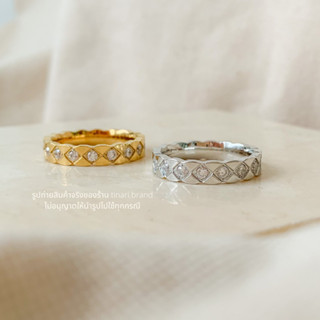 Lady Marie ring TINARI แหวน สแตนเลส เงิน ทอง แต่งเพชร cz ของขวัญ แหวนชื่อ