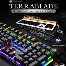 KEYBOARD NEOLUTION E-SPORT TERRABLADE - BLUE-SWITCH usb C แถมเพิ่มเคสสีขาว แถมคีเคป แถมรองข้อมือ