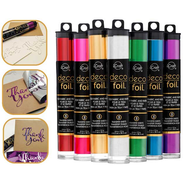 Deco Foil Transfer Sheets 6"X12" 5/Pkg ฟอย์ดสำหรับงานกระดาษ และ งานผ้า สกรีนเสื้อ