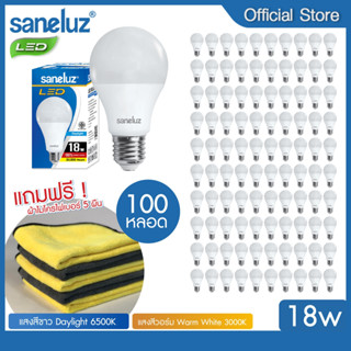 Saneluz 100 หลอด หลอดปิงปอง LED Bulb 18W ฟรีผ้าไมโครไฟเบอร์ 5 ผืน สีขาวและสีวอร์ม หลอดไฟแอลอีดีขั้วE27 ใช้ไฟบ้าน220V led