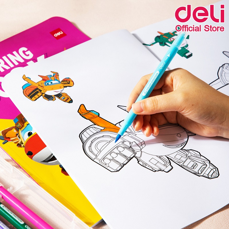 หนังสือภาพวาด Deli สมุดระบายสีเด็ก ลาย super wings A4 ฝึกพัฒนาการเด็ก ซุปเปอร์วิงส์ เครื่องเขียน สมุดวาดภาพ คละสี 1 เล่ม