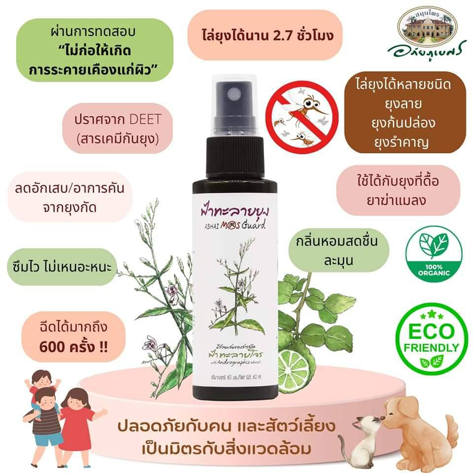 🦟🚫ฟ้าทะลายยุง ABHAI MOS Guard 60ml. สเปรย์ไล่ยุง อภัยภูเบศร กันยุง 2.7ชั่วโมง[10731]