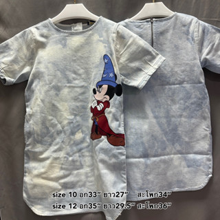 Stella Mccartney x Disney เดรสสั้น jeans Dress Mickey Mouse เสื้อยืด เสื้อแขนสั้น เสื้อสีขาว มิกกี้ เมาส์ ของแท้ แบรนด์