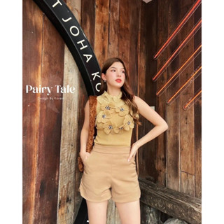 ชุดเซตขาสั้นเสื้อไหมพรมแต่งดอกไ้ม้ งานป้าย Pairy tale SizeL ***มือ1ป้ายห้อย