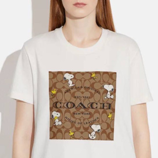 พร้อมส่ง 🔥Sale 2799🔥น่าร้ากกก เสื้อ Coach X Peanuts Signature Snoopy T Shirt