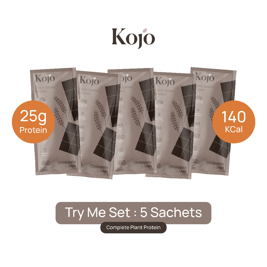 Try Me Set Chocolate Malt Flavour: Kojo Plant Protein โปรตีนจากพืช รสช็อคโกแลตมอลต์ เซ็ท 5 ซอง