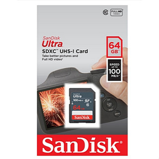 SANDISK ULTRA SD CARD 64GB SDXC UHS-I 100MB/s Class10 (SDSDUNR-064G-GN3IN) เมมโมรี่การ์ด  SD CARD