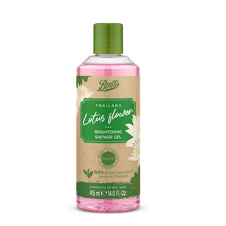 Boots Lotus Flower Brightening Shower Gel 415 ml.  Localism Collection บู๊ทส์ โลตัส ฟลาวเวอร์ ไบร์ทเทนนิ่ง ชาวเวอร์ เจล 415 มล. โลเคิลลิซึม คอลเลคชั่น