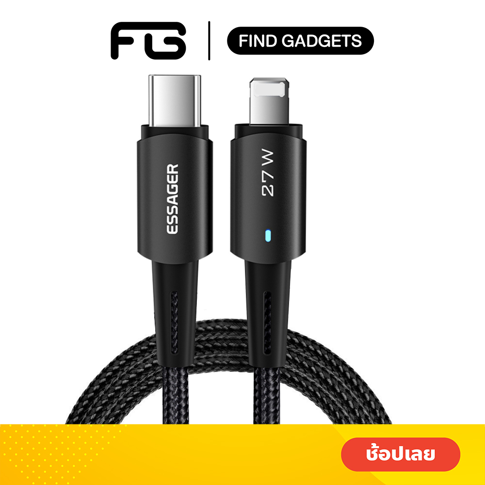 Essager Sunset สายชาร์จ USB/Type-C to LN สายไนลอนถัก ทนทาน ชาร์จเร็ว สําหรับ โทรศัพท์มือถือ แท็บเล็ต
