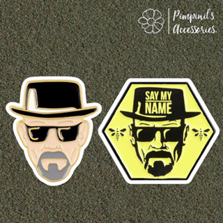 🇹🇭 พร้อมส่ง : เข็มกลัดเซ็ทผู้ชายมีหนวดใส่แว่นและหมวก | Man With Moustache, Glasses &amp; Hat Enamel Brooch Pin Set.