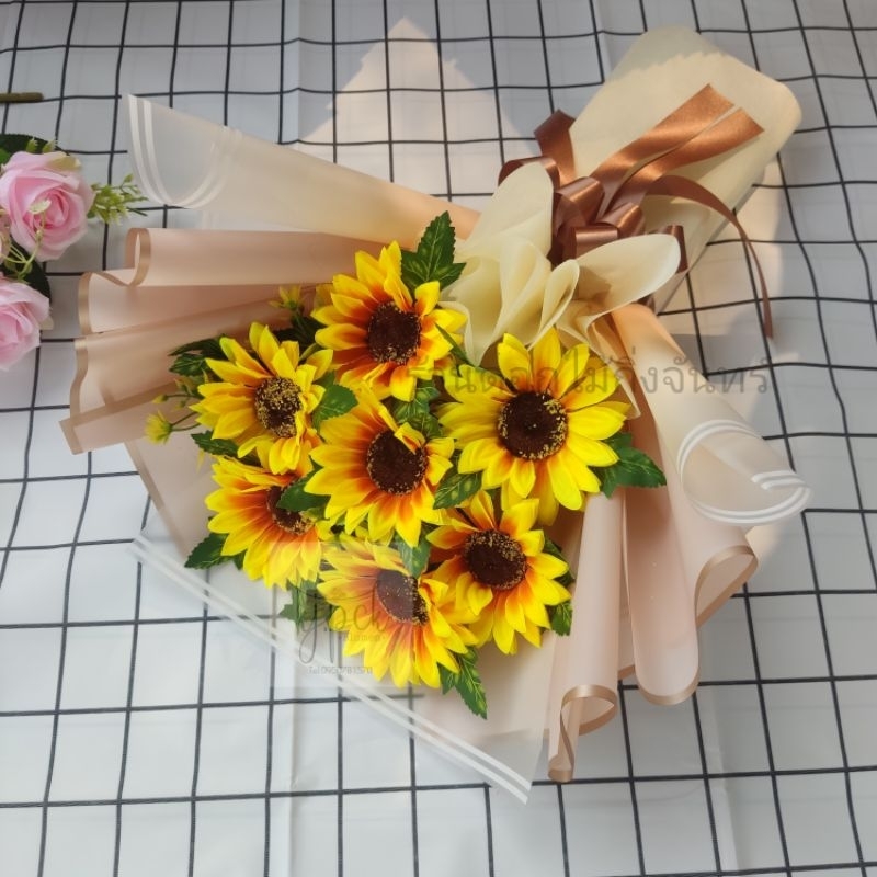ช่อดอกทานตะวัน (พร้อมส่ง...ช่อใหญ่ดอกเยอะ)สวยๆเกรดพรีเมี่ยม ดอกไม้ประดิษฐ์ราคาน่ารัก