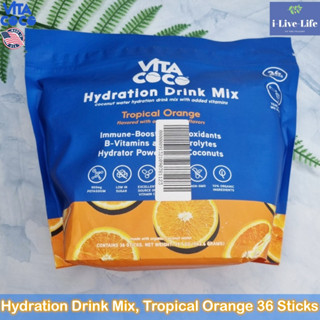 Vita Coco - Hydration Drink Mix,Tropical Orange 36 Sticks ผงเกลือแร่ ผสมเครื่องดื่ม อิเล็กโทรไลต์ จากน้ำมะพร้าวออร์แกนิก