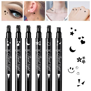 Q623 QIC 2IN1 Double eyeliner pencil อายไลเนอร์แบบสองหัว แสตมป์ดาว ดอกไม้ หัวใจ กันน้ำ ติดทนนาน