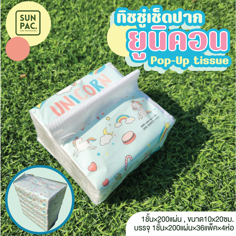ทิชชู่ป๊อปอัพ ขนาด10x20ซม.บรรจุ200แผ่น 12 แพ็ค