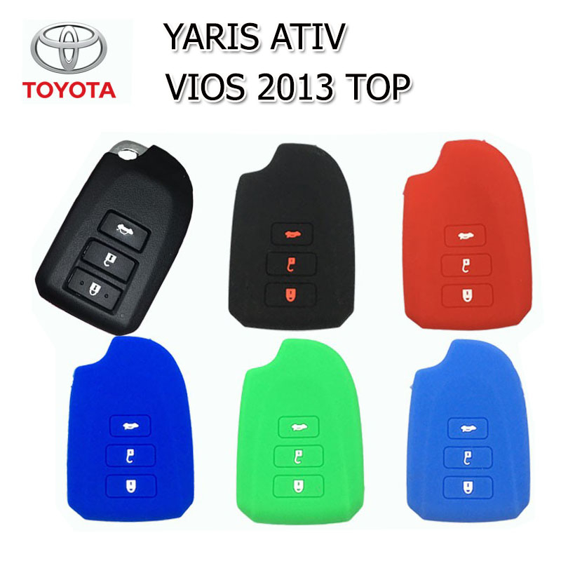 ปลอกกุญแจรีโมทรถโตโยต้า Toyota Yaris Ativ/Vios เคสซิลิโคนหุ้มรีโมทกันรอย ซองใส่รีโมทกันกระแทก สีดำแดงเขียวยางหนานุ่มมือ