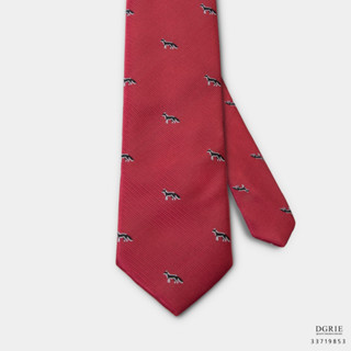 Red Twill Fox Black 2.5 Inch Necktie-เนคไทสีแดงลายสุนัจจิ้งจอกสีดำ