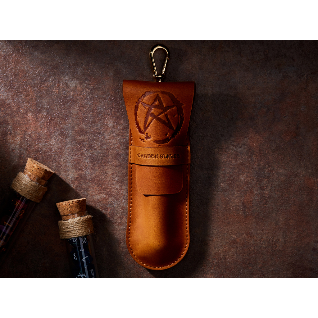 Evening Star RPG Single Potion Bag | Small Dice Bag | Tan Leather Bag With Dice Potion Flask Set | D