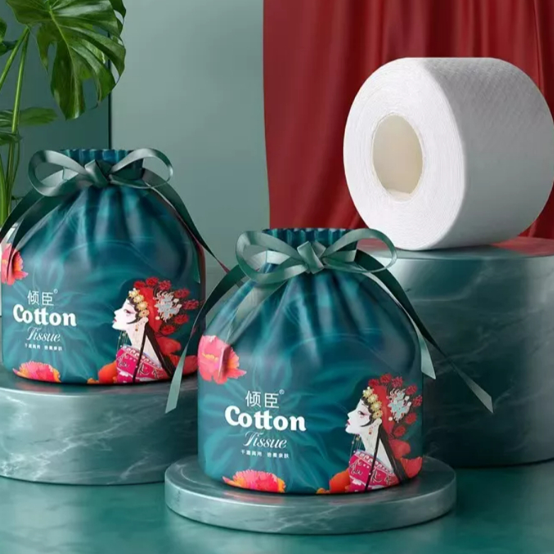 Mi Naier Guochao Cotton Tissue ทิชชู่ผ้าฝ้าย100% ใช้เช็ดเครื่องสำอางได้ ทิชชู่ม้วนผ้าฝ้ายแบบหนา