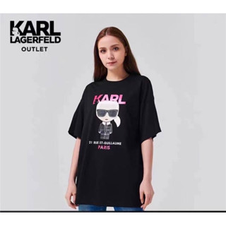 (รบกวนสอบถามไซส์ในแชทก่อนกดสั่งนะคะ) Karl Lagerfeld Logo T shirt( Unisex )ทรงoversized