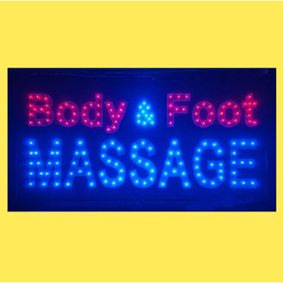 ป้ายไฟ LED Body &amp; Foot MASSAGE ป้ายไฟร้าน ข้อความ ป้ายไฟอักษร ตัวอักษร ตกแต่งหน้าร้าน