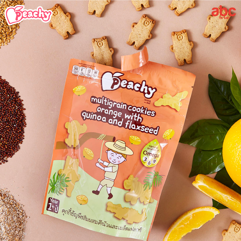 Peachy بسكويت حبوب للأطفال بالبرتقال والكينوا وبذور الكتان من عمر سنة (عبوة من 3 أكياس) صورة 3