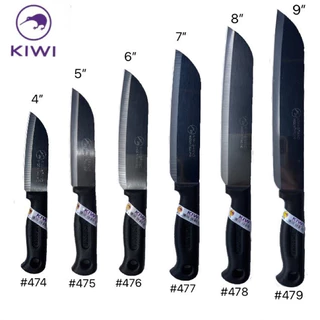KIWI มีดกีวี มีดทำครัวสแตนเลส มีดหั่น มีดสับ มีดอเนกประสงค์ ด้ามดำ No.474-479 พร้อมส่ง
