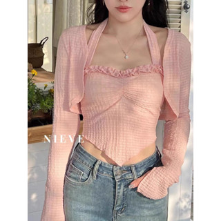 [ใส่โค้ด WYMZXU ลดทันที 15%] 🍉🍒Jelly top set 🍉🍒เซ็ต2ชิ้น เสื้อกล้ามคล้องคอ+คาร์ดิแกน