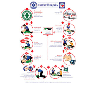 ป้ายเคลือบแข็ง ผังการช่วยชีวิตฉุกเฉินนคนไข้ ขนาด A3