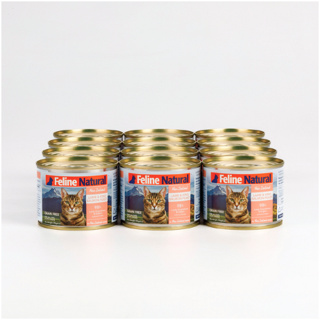 อาหารเปียกแมวระดับพรีเมี่ยม 6 ดาว Feline Natural Lamb &amp; King Salmon Feast Grain-Free Canned Cat Food 85g 6 - 24 กระป๋อง