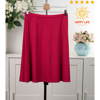 กระโปรงมือสอง  UNIQLO ยูนิโคล่ กระโปรงทรงเอวยืด ทรงเอ  ผ้าคอตตอนยืดได้ ผ้านุ่มใส่สบาย สีชมพูเข้ม สดใสรับหน้าร้อน ไซ้ส์ L