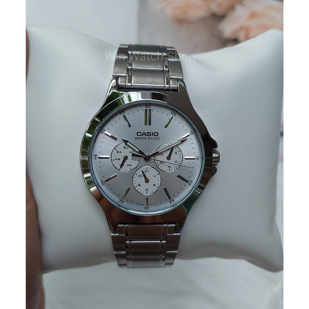 นาฬิกาข้อมือผู้ชาย สายแสตนเลส รุ่น MTP-V300D-7A หน้าปัดสีขาว - มั่นใจ ของแท้ 100% รับประกันศูนย์ CMG 1 ปีเต็ม