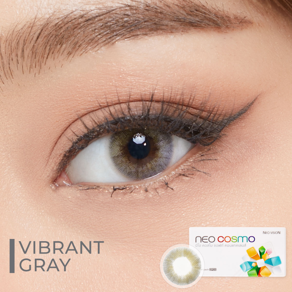 Eye Care 290 บาท คอนแทคเลนส์ Vibrant Gray (Neo Cosmo) ส่งฟรีไม่ต้องใช้โค้ด สีเทา ที่สุดของสายฝอ ตาสีชัด มีค่าสายตาพร้อมส่ง Health