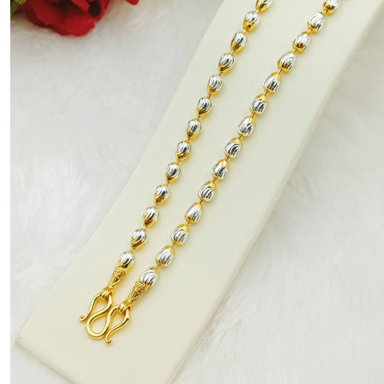 M81 สร้อยคอ 2 กษัตริย์ ลายเม็ดเงินตัดลายมะะยม ตะขอปั็ม 92.5% ใส่ติดตัวได้ตลอดไม่ลอกไม่ดำ
