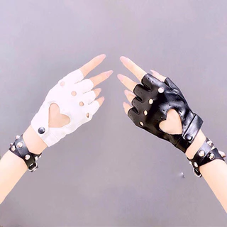 A12 👾พร้อมส่งจากไทย ถุงมือหนังเปิดนิ้ว มีสีดำ/ขาว/เงิน/ชมพู ราคาต่อ 1 คู่นะคะ 🫶🏻