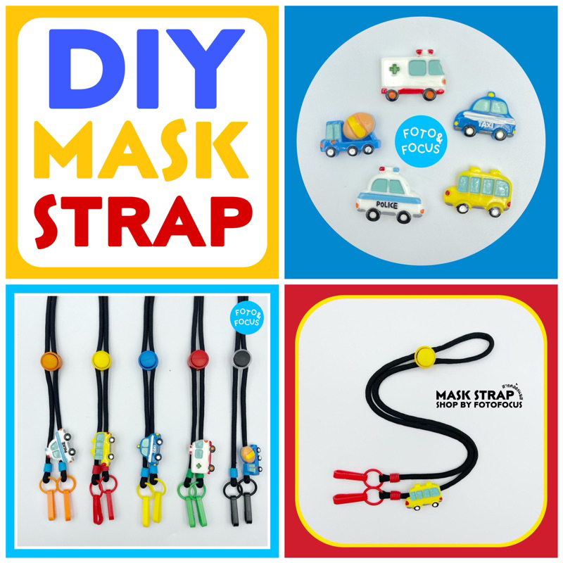 CARS #1 | Mask Strap สายคล้องแมสลายรถเชือกสีดำ ลูกชาย เด็กผู้ชาย 🚕🚒🚑🚚