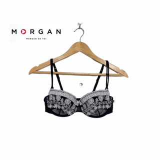 Morgan Bra เสื้อชั้นในมอร์แกน เสื้อชั้นในซีทรูสีดำลูกไม้เงิน และสีดำลูกไม้ชมพูอ่อน