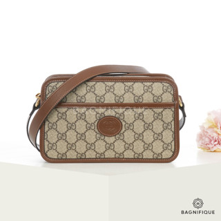 GUCCI INTERLOCKING 22 BROWN GG SUPREME MONOGRAM GHW