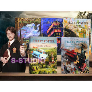 Harry Potter Illustrated Books 1-5UK VERSION พอตเตอร์ หนังสือภาษาอังกฤษ หนังสือภาษาอังกฤษสําหรับเด็ก 4ชุด