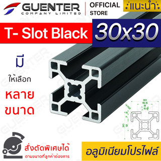 อลูมิเนียมโปรไฟล์ 30×30 T-Slot Black 1 เมตร (สั่งตัดได้) ยาวสุด 1 เมตร สินค้ามาตรฐาน คุณภาพดี ราคาถูกสุด [ALPC-33-TSB]