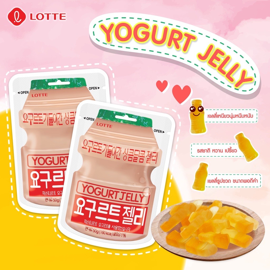 Lotte🥛 ล็อตเต้ โยเกิร์ต เจลลี่ 50 กรัม I Lotte Yogurt Jelly 50 g.