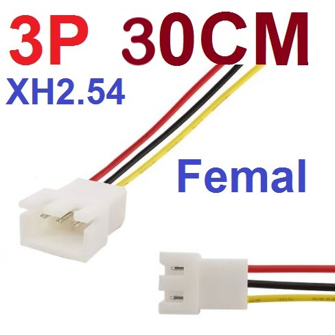 Socket สายไฟแบบ 3 ขา แบบ JST XH2.54mm สายไฟเบอร์ AWG26 ยาว 30cm (เฉพาะด้าน scoket ด้านเดียว)