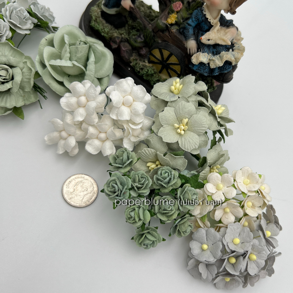 เซ็ท DIY 8 ดีไซน์ รวม 52 ดอก และใบไม้ ดอกไม้กระดาษสา งานประดิษฐ์ งานแต่ง หมั้น เจ้าสาว Paper Flowers - รูปที่ 3