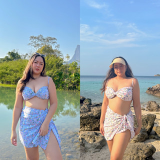 บิกินี่ ชุดไปทะเลสาวอวบ ชุดเดินริมทะเลสุดแซ่บ Beach set 🔥💦 สาวอวบใส่ได้ ได้ทั้งหมด 3 ชิ้น เสื้อ กกน กระโปรง