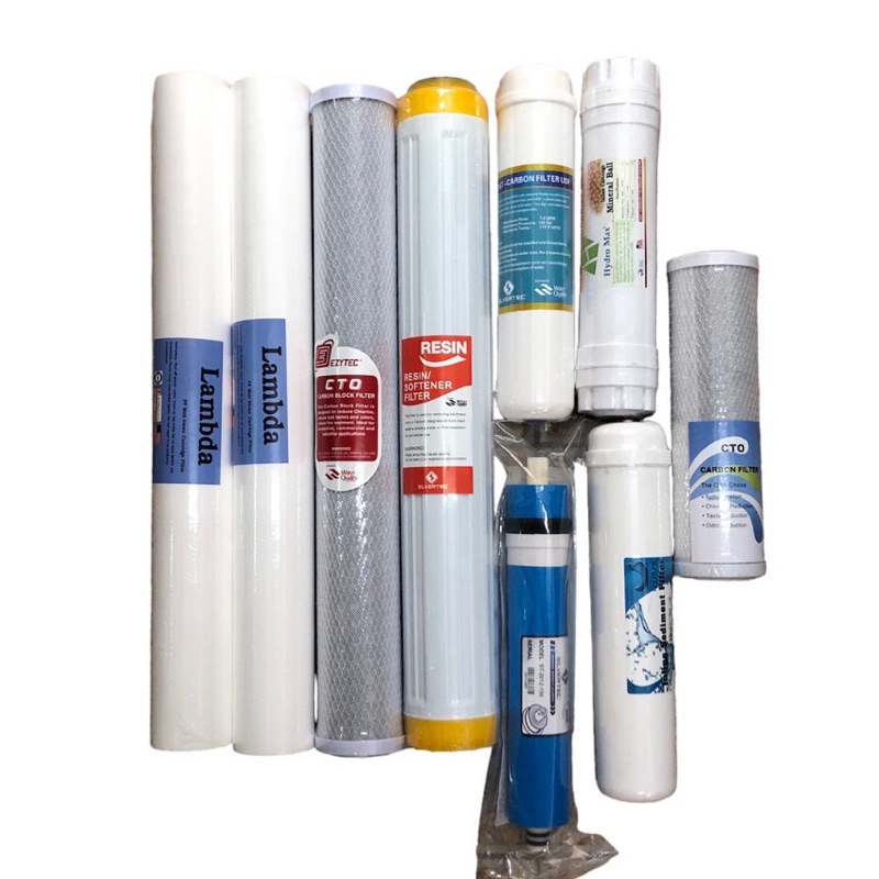 ชุดไส้กรองตู้น้ำ 9 ขั้นตอนระบบ RO 150gpd(PP20"1M+PP20"5M+CTO20"+Resin20"+Post carbon12"+RO150G+น้ำแร