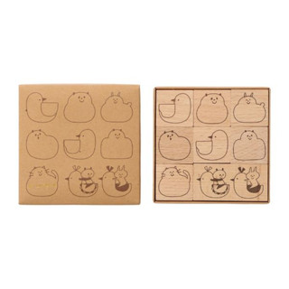 ตัวปั๊มไม้ mizutama Wooden Stamp Set จากญี่ปุ่น ลาย Animal มี 8 แบบในกล่อง