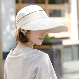 หมวกกันยูวี แคดดี้ปีกกว้าง ซิปทอง ใส่ครึ่งใบได้ UV Protection Hat ปรับรอบหมวกได้ ปีกกว้าง 13 CM