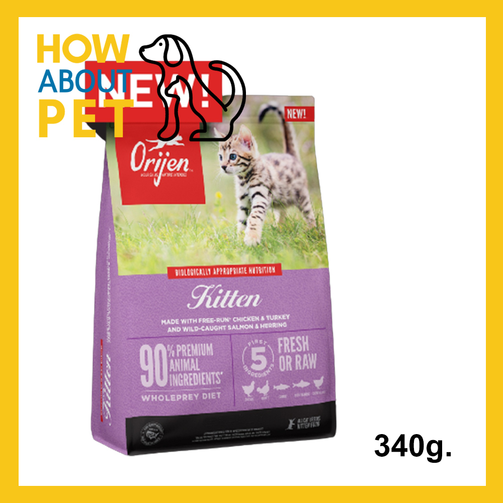 อาหารลูกแมว Orijen Kitten สำหรับแมวอายุ 2เดือน+ หรือหย่านม 340ก. (1ถุง) Orijen Kitten Food Cat Food 