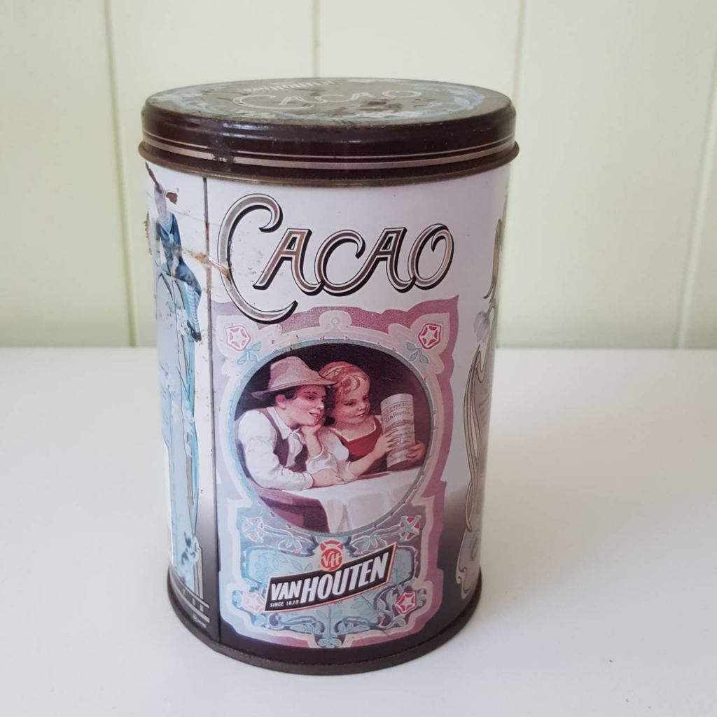 ของสะสม กล่องสังกะสี กล่องโลหะ Tin Box ของแท้ (กล่องเปล่า) Van Houten Cocoa - ของมือสอง