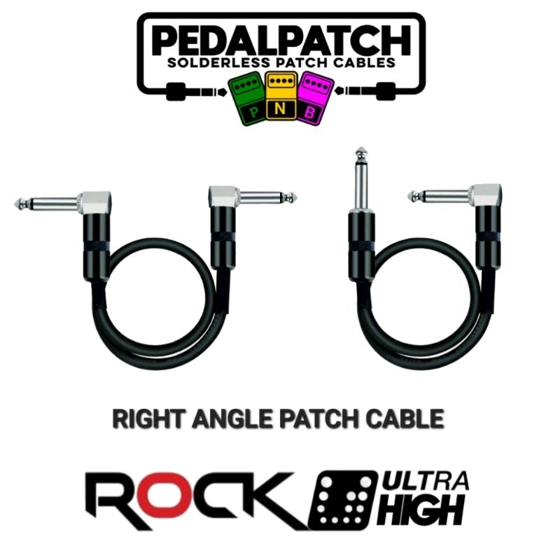 PNB PATCH CABLE สายพ่วงเอฟเฟค รุ่น RIGHT-ANGLE  BLACK-SILVER ใช้สาย ROCK ULTRA HIGH  เลือกแบบสายและค